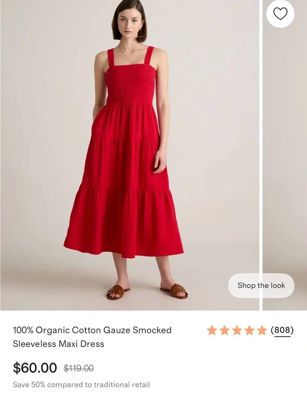 Quince Red Smocked Sleeveless Tiered Maxi Dress - Picture 1 of 7